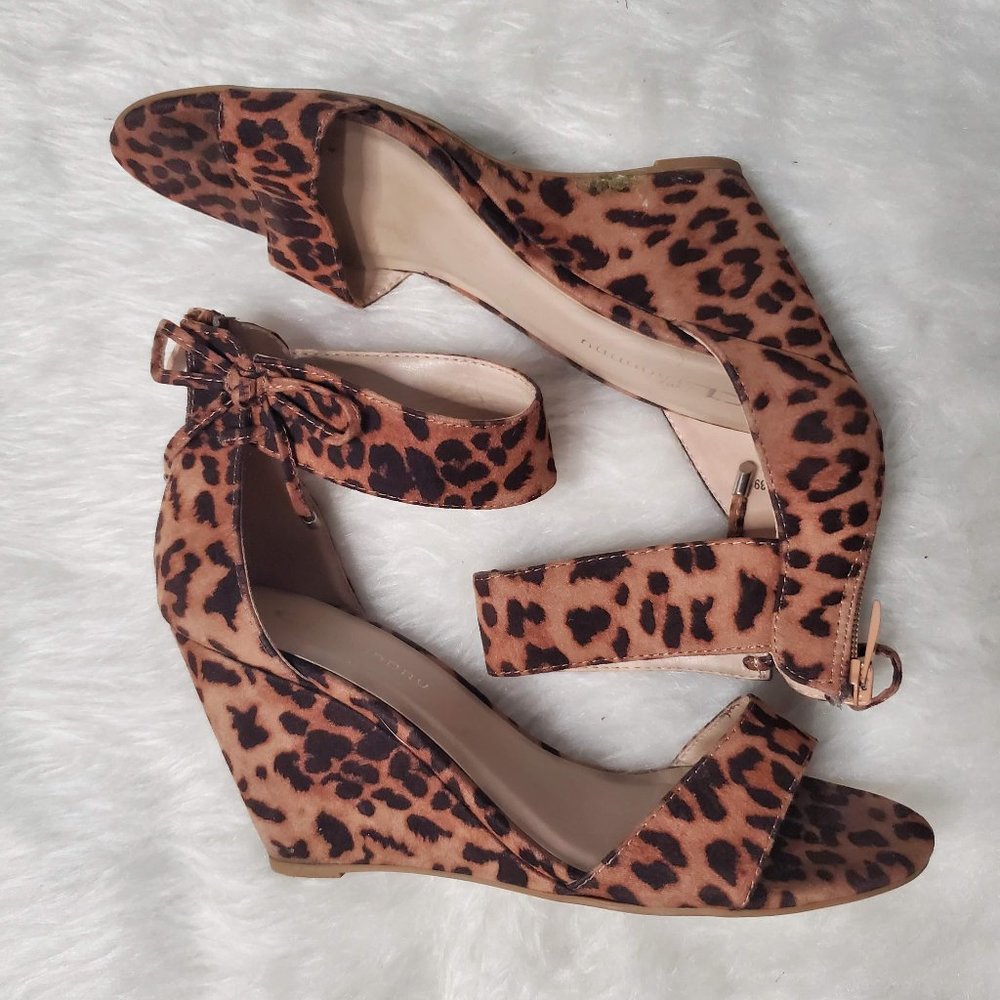 CL by Laundry Leopard Wedge Heeled Sandals, 8.5